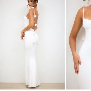 Oh Polly White Maxi Dress with Pom Pom Details